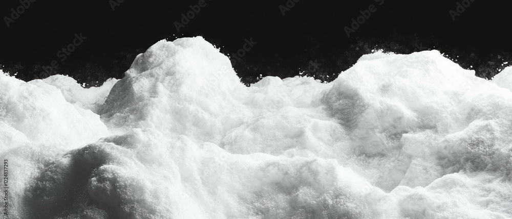 Poster uneven surface of snowdrifts against a black background highlighting texture and depth
