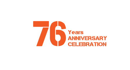 76-Years Anniversary Celebration. Bright orange design for seventy-sixth-year anniversary celebration.