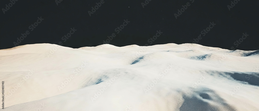 Poster vast snowy field with smooth surface contrasts against black background creating serene atmosphere