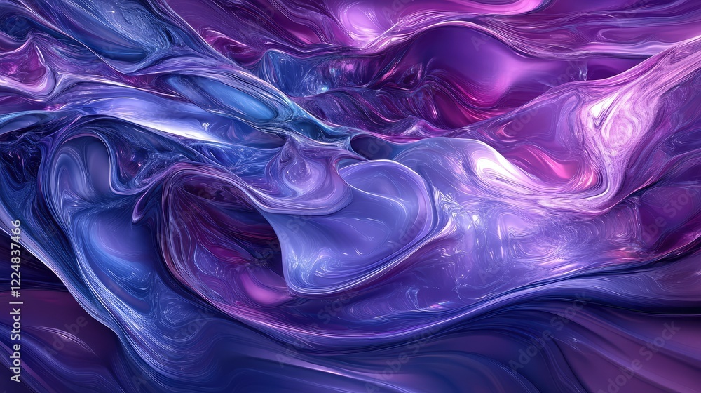 Poster a dynamic composition of purple and blue gradient waves forming a visually soothing abstract design