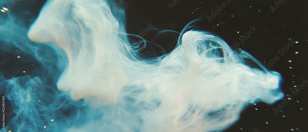 Poster Soft and diffused spark glow overlay in gentle ambient light on dark background