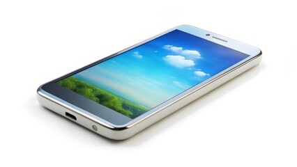 White Smartphone with Landscape Display