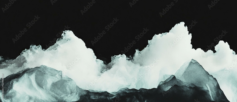 Aufkleber soft watercolor washes blend across a black background creating a tranquil atmosphere