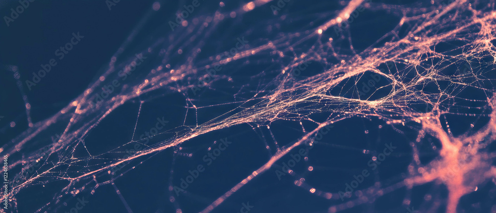 Aufkleber Intricate spider web texture with detailed macro view against a dark background