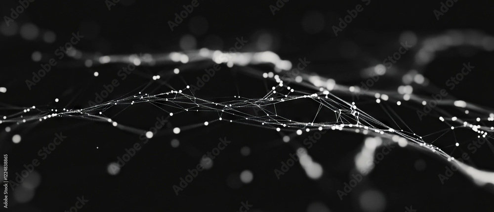 Poster intricate spider web texture with blurred background and focused details against a black backdrop