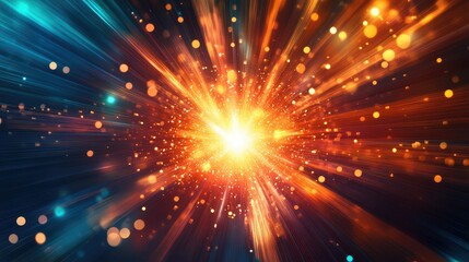 Dynamic Explosion of Light and Color Creating a Vibrant Background for Abstract Art or Design Projects in an Enchanting Cosmic Universe