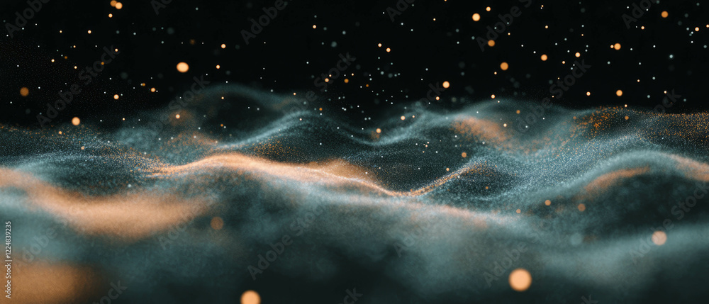 Poster spider web overlay with natural debris and dust particles on a dark background