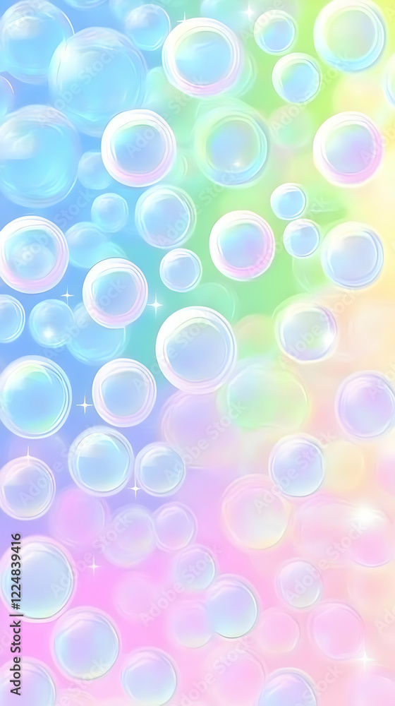 Poster abstract background with floating bubbles shows a colorful and dreamy scene