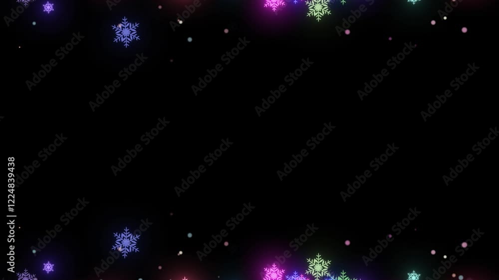 Poster loop animation of snowflakes on transparent background.glowing loop snowflakes overly particle anima