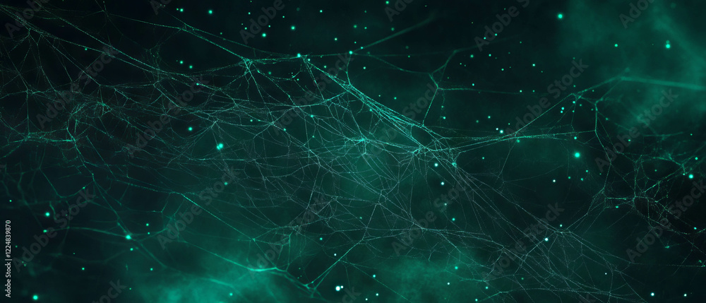 Aufkleber Intricate spider web overlay with natural elements set against a dark background