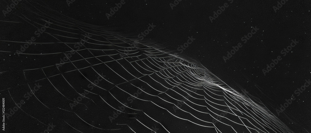 Poster Intricate spider web texture with radial design on a dark background