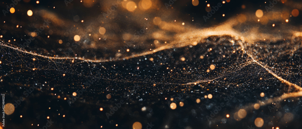 Poster sparkling spider web texture creates a festive mood against a black background