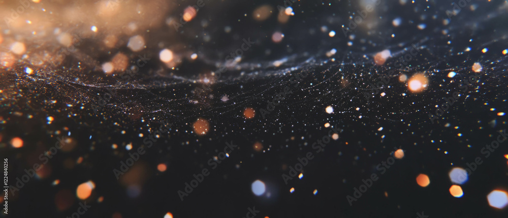 Aufkleber spider web overlay texture with sparkling glitter creates a festive mood on a black background