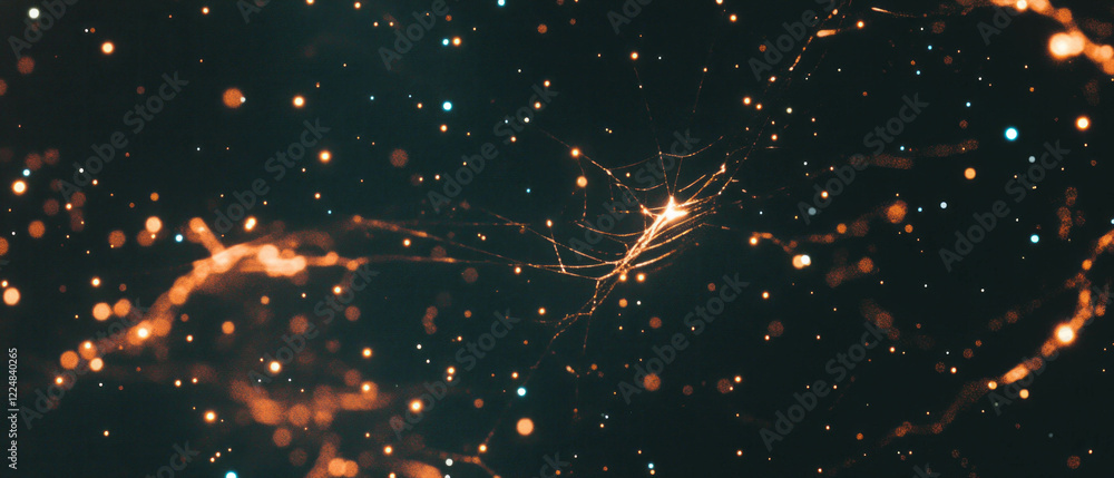 Poster sparkling spider web texture overlays creating a festive and celebratory atmosphere