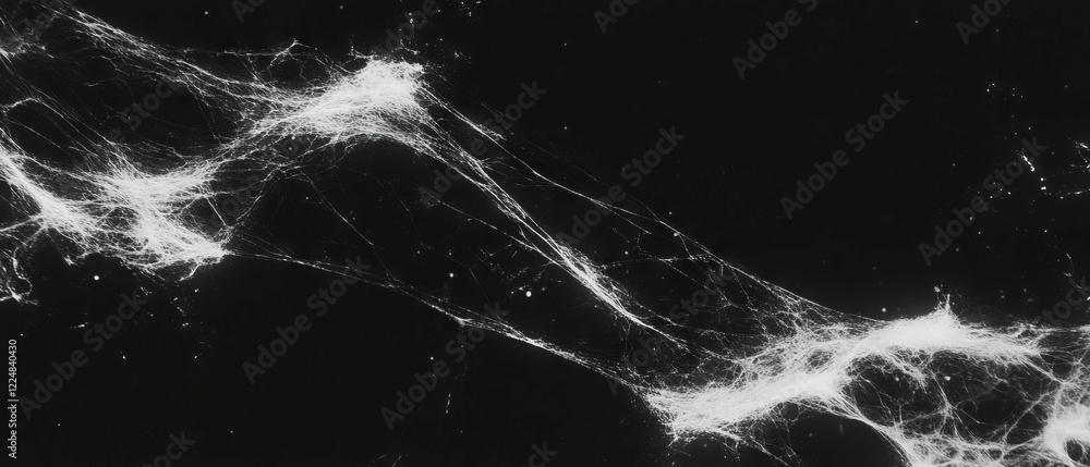 Aufkleber Intricate spider web texture overlays on a dark background create a captivating visual effect