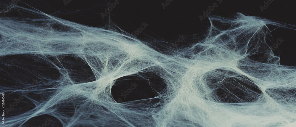 Poster Intricate spider web texture overlay featuring robust strands on a dark background