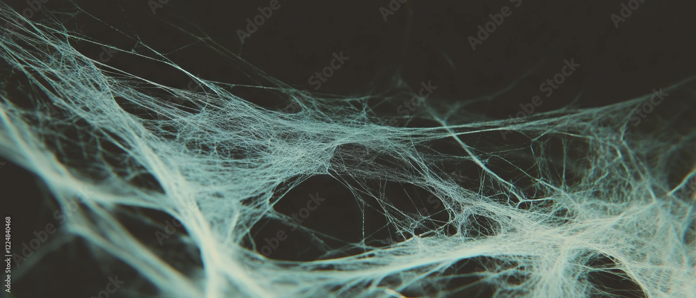 Aufkleber Delicate spider web overlay with thin threads on a dark background