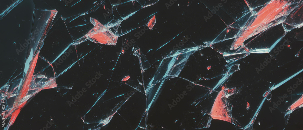 Poster splintered glass texture with fine shards on a dark background