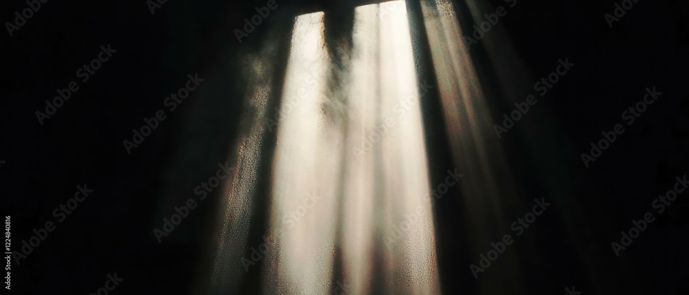 Poster sunlight streaming through a window creates a warm and inviting atmosphere in dark surroundings