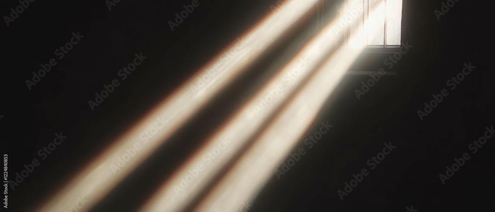 Poster bright beams of sunlight filter through a window, creating a cozy and inviting atmosphere