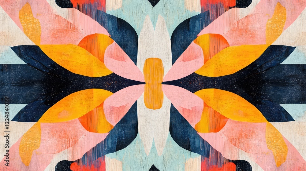 Aufkleber a kaleidoscope-like abstract pattern with symmetrical shapes and vivid colors