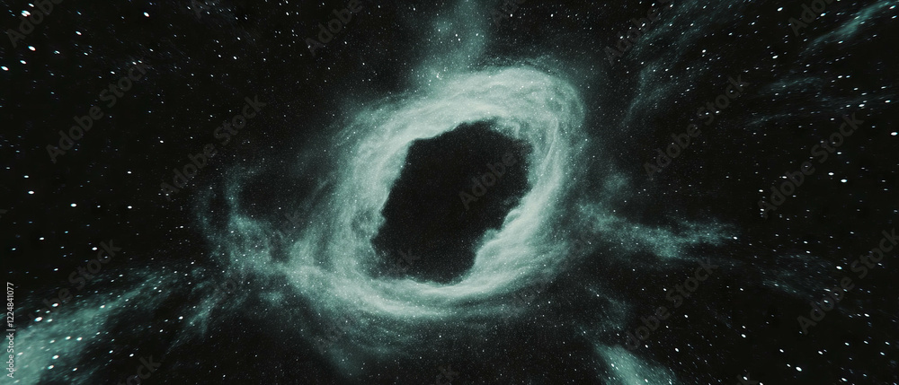 Poster Swirling spiral dust patterns create dynamic vortex effect against black background