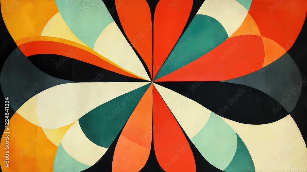 Poster abstract geometric design featuring vibrant colors and dynamic shapes showcasing a modern artistic e