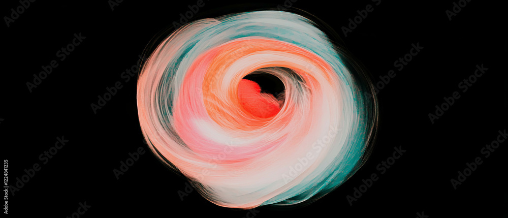 Poster Swirling spiral watercolor patterns create a dynamic vortex effect against a black background