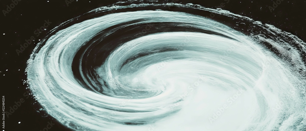 Poster swirling spiral watercolor pattern with dynamic vortex effect on black background