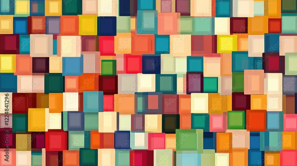 Poster vibrant abstract colorful squares background with soft edges and modern artistic flair ideal for cre