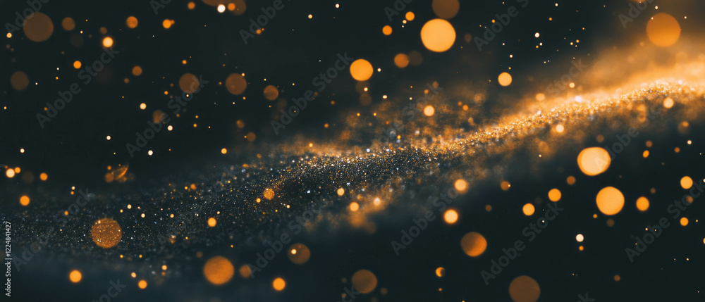 Poster Three-dimensional floating dust particles create depth on a black background
