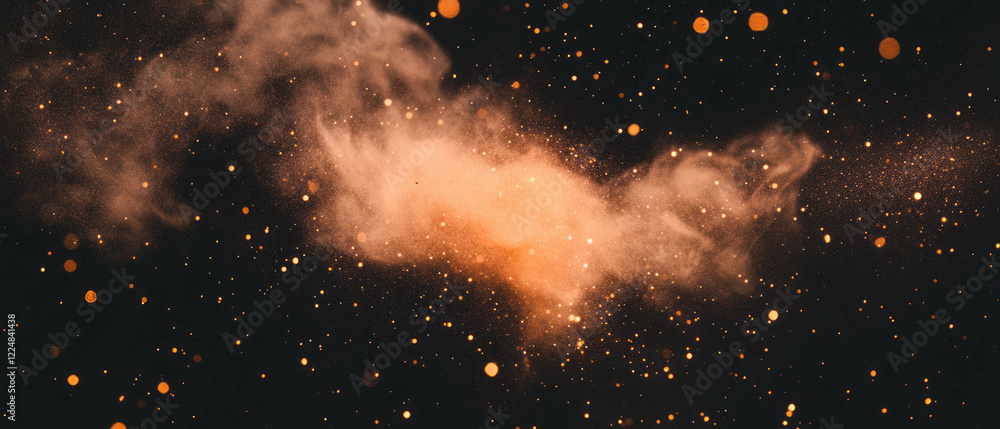 Aufkleber Floating three-dimensional dust particles with depth in a dark background space