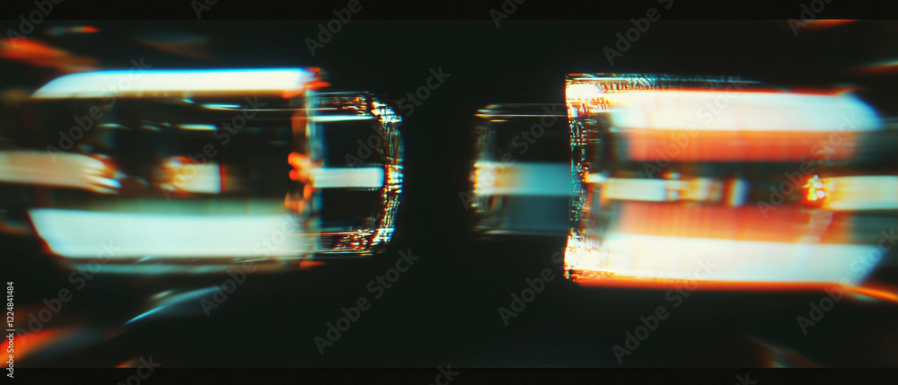 Poster Three-dimensional film grain texture creating visual depth against a black background