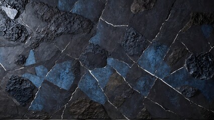 stone surface with a blend of dark basalt and vibrant mineral streaks.
