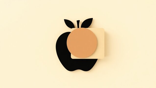 Abstract Apple Shape with Beige and Black Forms