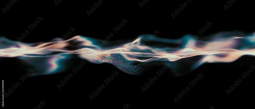 Poster Three-dimensional sparks create ethereal texture with depth on black background