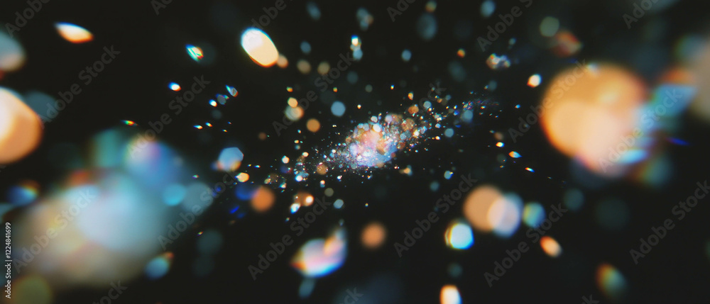 Poster Overlay texture showcasing tiny dust particles with a clear central area against a black background