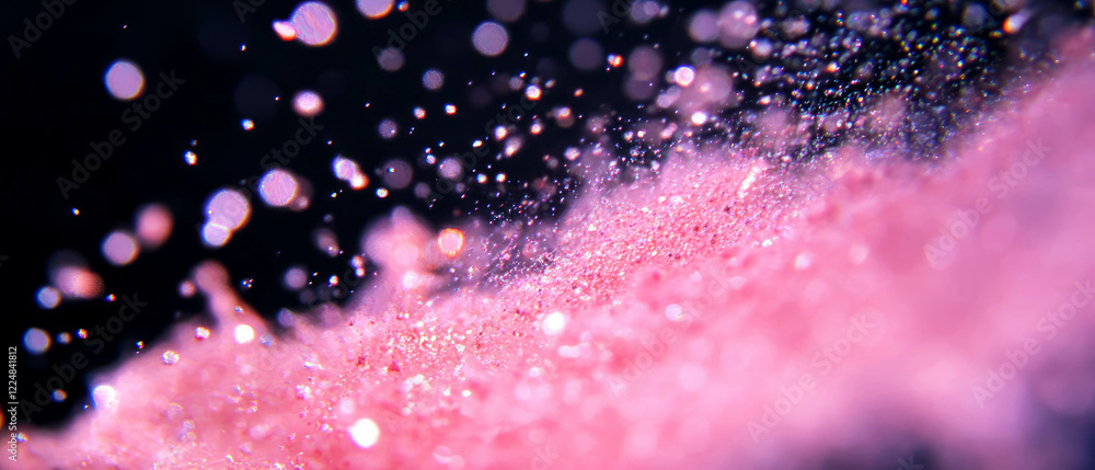 Poster a stunning display of tiny dust particles glistens on a black background with a central clear area