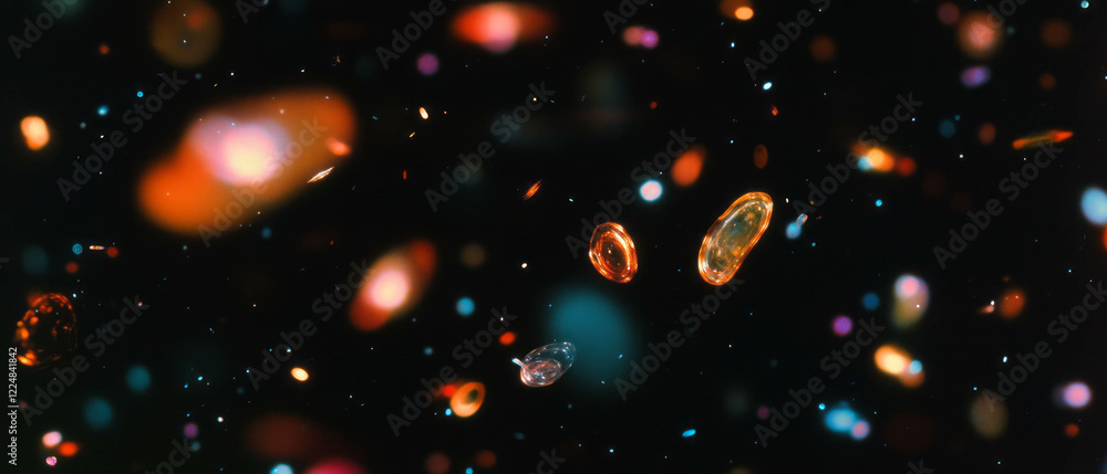 Poster tiny film grain particles create a textured overlay with a clear central area against black backdrop