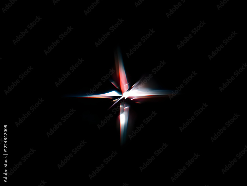 Poster abstract light rays converge to form a glowing cross shape on a dark background
