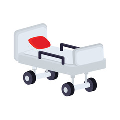 A hospital bed with adjustable features for patient care and comfort.