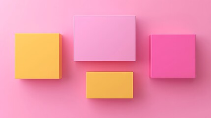 Fototapeta premium Colorful geometric shapes on a soft pink background for vibrant and modern design concepts and projects