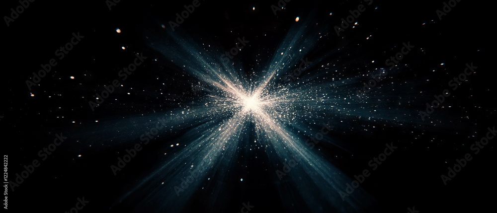 Poster upward flying sparks create a dynamic burst of energy against a dark background