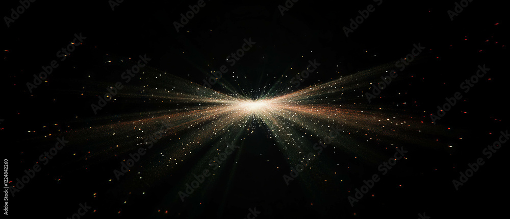 Poster upward flying sparks create an energetic burst effect against a dark backdrop