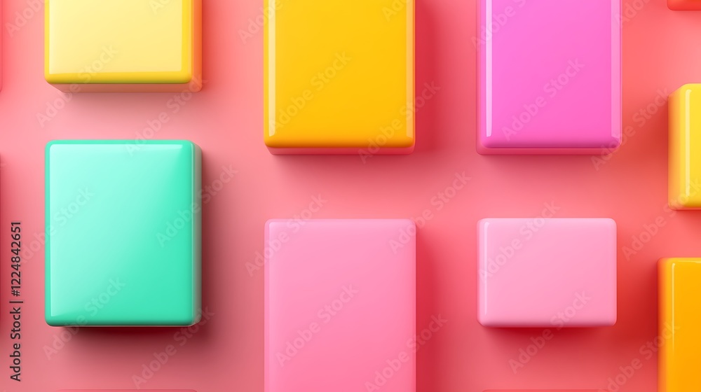 Poster colorful geometric shapes on a vibrant background creating a playful and modern abstract composition