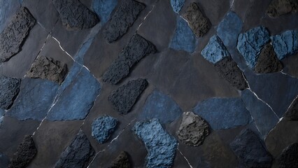 stone surface with a blend of dark basalt and vibrant mineral streaks.