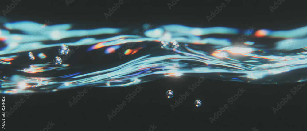 Poster elegant overlay texture of water bubbles with a blurred effect against a black background