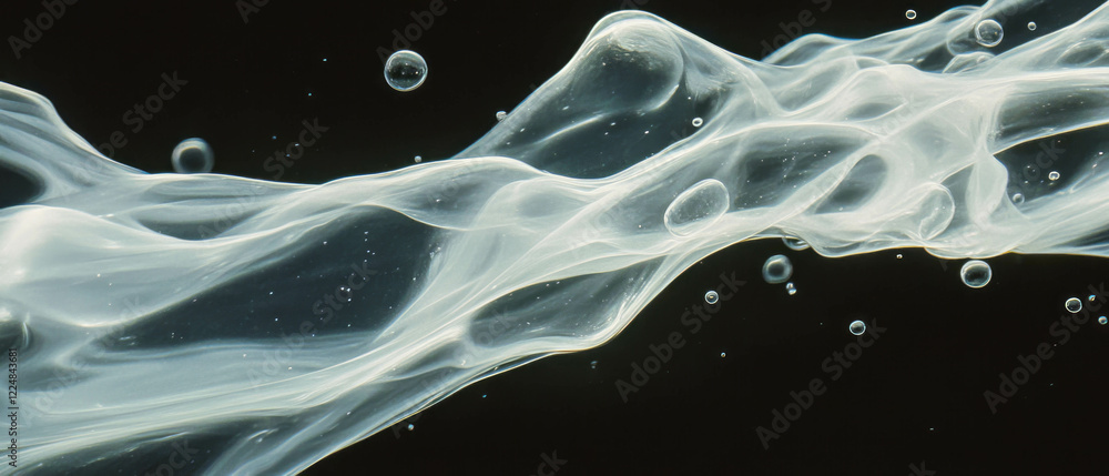 Poster Water bubbles overlay texture creating structured patterns against a black background