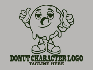 Cheerful green donuts fun food character, happy donuts fun face and suitable for cute cartoon design donut vector illustration background