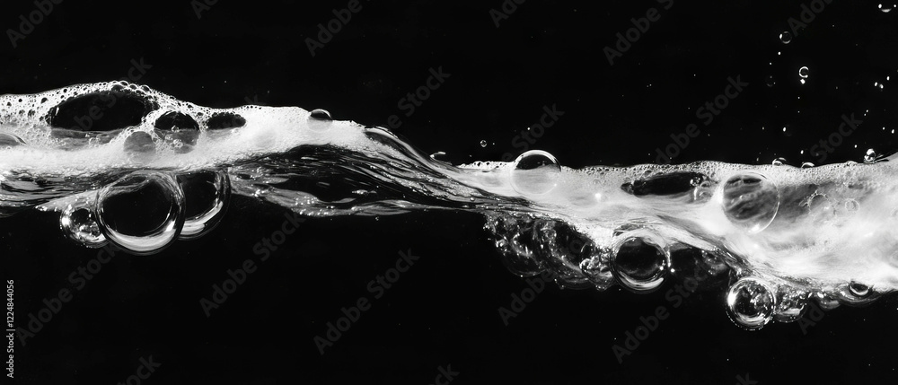 Poster water bubbles create a mesmerizing overlay texture against a black background for artistic effects